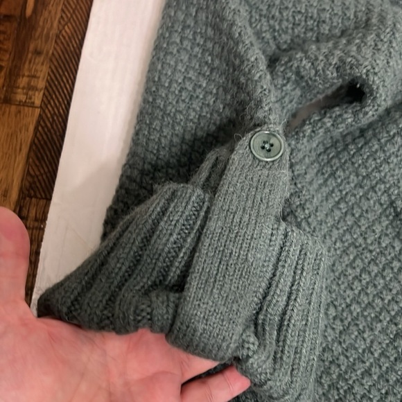 Talbots chunky sweater wool alpaca blend green turtleneck cowl neck cable knit L - Picture 8 of 11